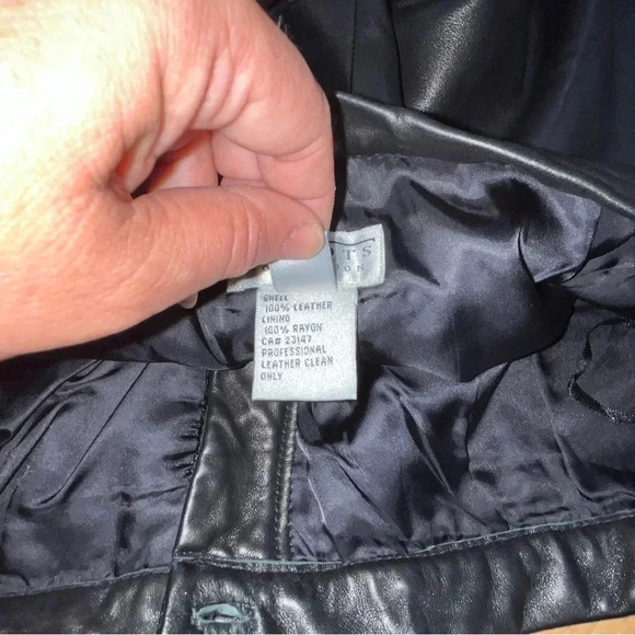 Talbots Collection Genuine Leather High Waisted button and Zip Front Pants - Picture 9 of 10